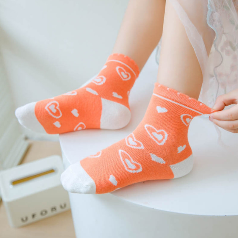 Calcetines de niña con dibujo de conejo naranja, para niños de talla mediana y grande