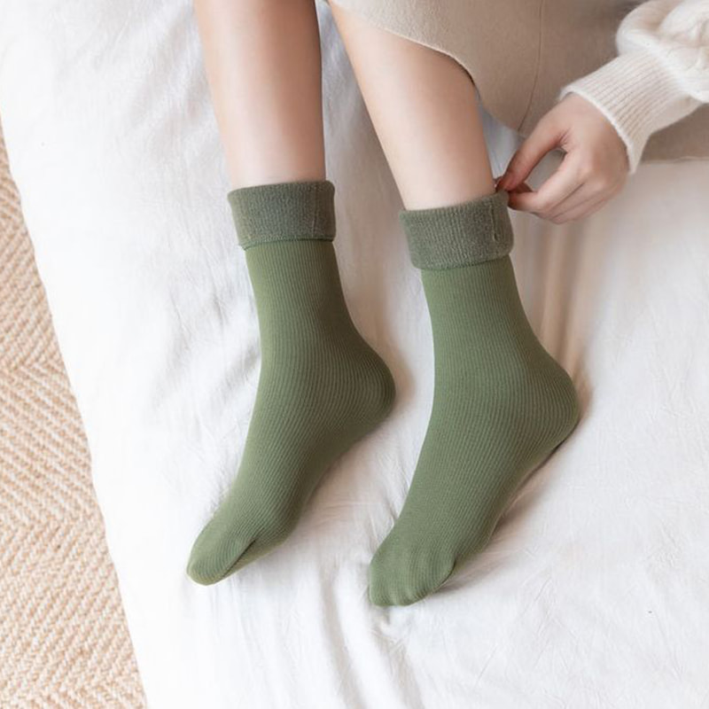 Calcetines para niños, entresuela, rayas verticales de otoño e invierno, calcetines de nieve de imitación de cachemira, calcetines de terciopelo grueso para hombres y mujeres, calcetines antideslizantes y cálidos para el suelo