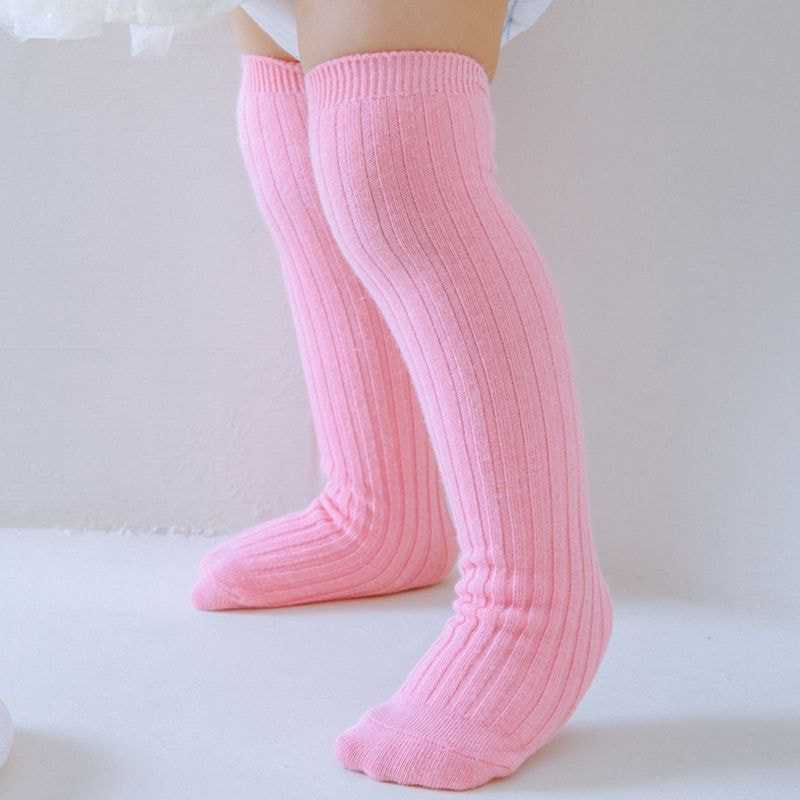 Calcetines para niños, calcetines de tubo, calcetines hasta la rodilla para bebés y niñas, calcetines rectos de doble aguja de color caramelo