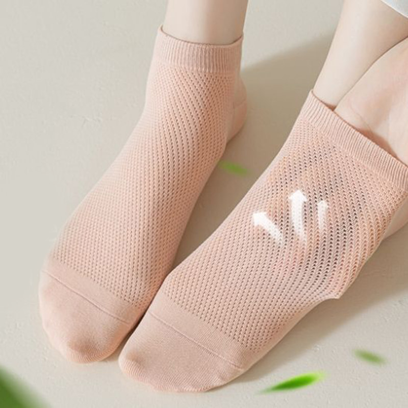 Calcetines largos de algodón de terciopelo para mujer, calcetines cortos transpirables de malla