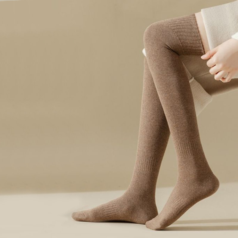 Calcetines hasta la rodilla para mujer, calcetines altos JK japoneses de otoño e invierno, calcetines largos de invierno, calcetines largos cálidos con bucle grueso