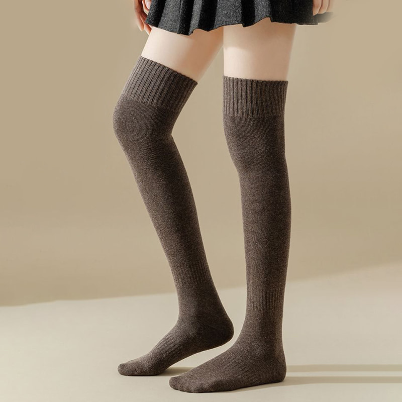 Calcetines hasta la rodilla para mujer, calcetines altos JK japoneses de otoño e invierno, calcetines largos de invierno, calcetines largos cálidos con bucle grueso