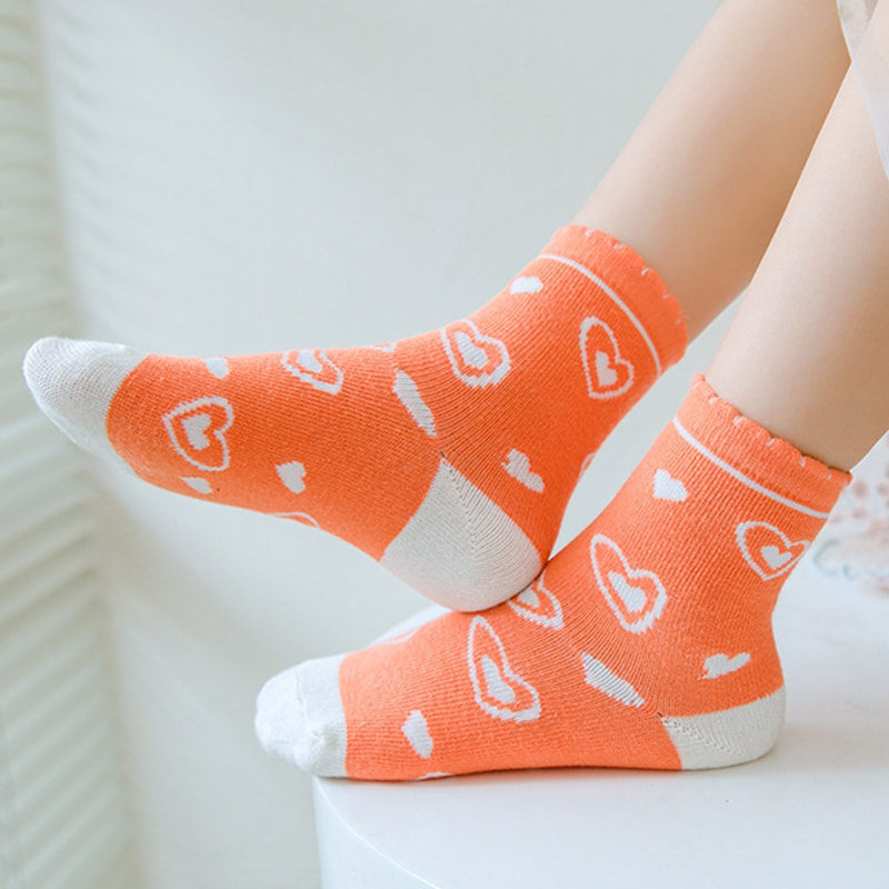 Calcetines de niña con dibujo de conejo naranja, para niños de talla mediana y grande